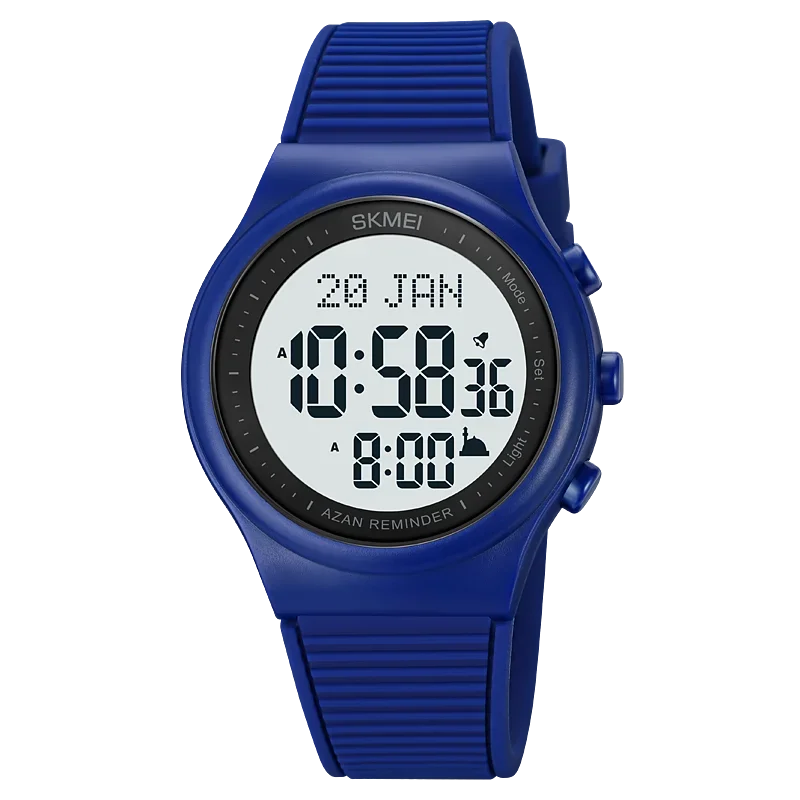 Reloj Skmei para oración con brújula Qibla, alarma Adhan, calendario Hijri, luz de fondo, reloj islámico para hombre, modelo 1981