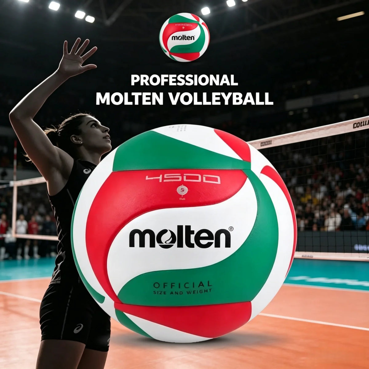 Balón de Voleibol Molten 4500/5000, Tamaño Estándar 5, PU, Oficial para Competición y Entrenamiento, para Uso en Interiores y Exteriores