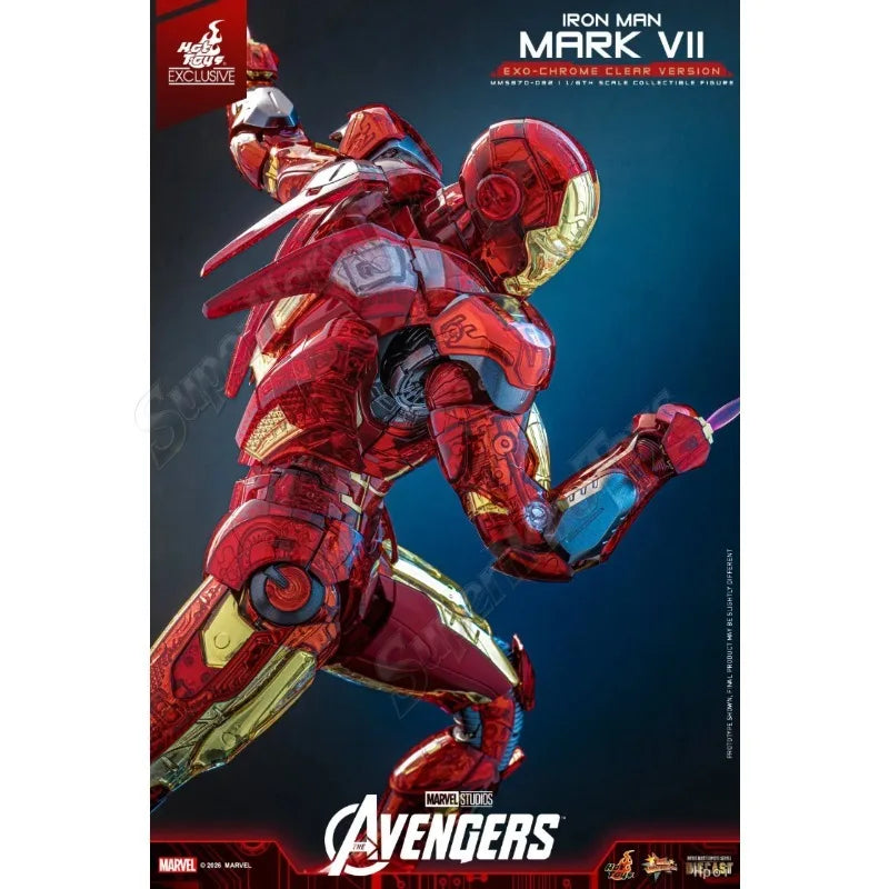En stock MMS870D82 The Avengers Figura Coleccionable Iron Man Mark VII (Versión Exo-Chrome Transparente) Escala 1/6 Exclusiva de Hot Toys