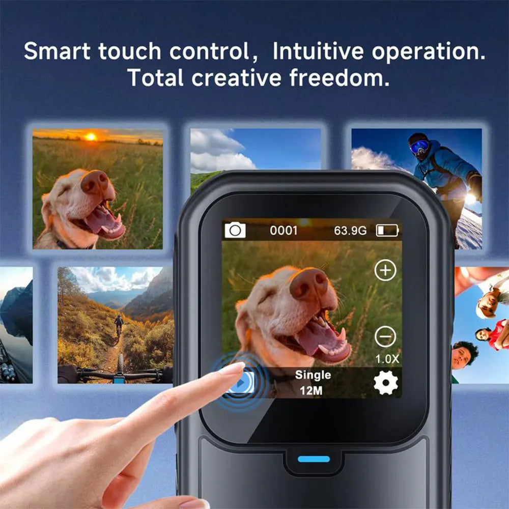Cámara de Acción WiFi 5K 4K 60FPS, Cámara de Bolsillo Magnética con Pantalla Táctil, Estabilización de 6 Ejes, Cámara Deportiva Impermeable para Vlog