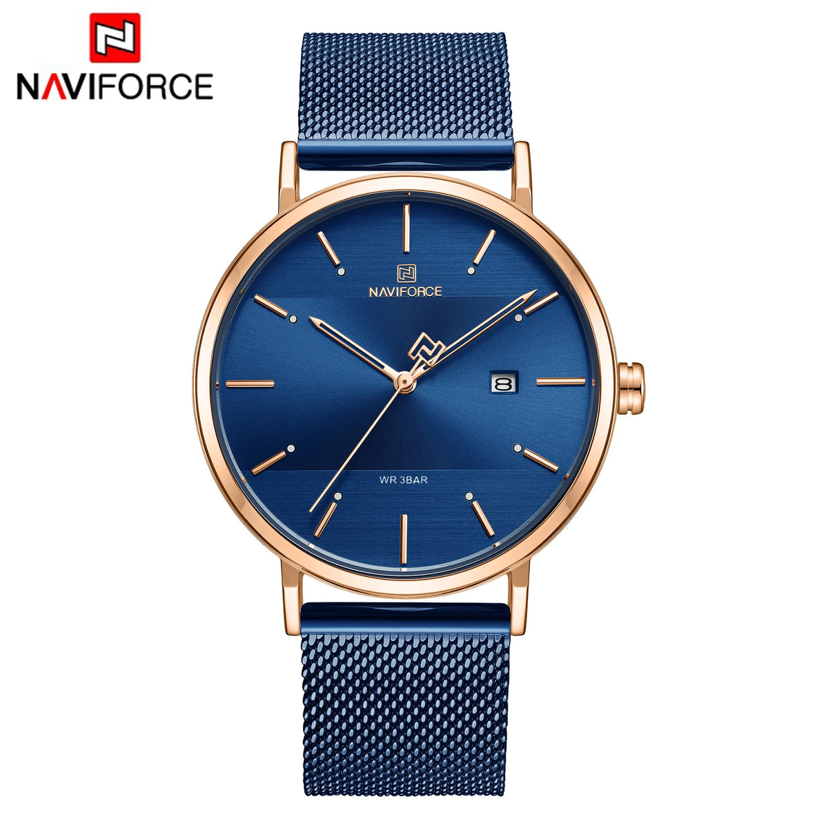Reloj NAVIFORCE de marca de lujo con fecha, movimiento japonés, cuadrado, para hombre, de cuarzo, casual, militar, deportivo, de cuero
