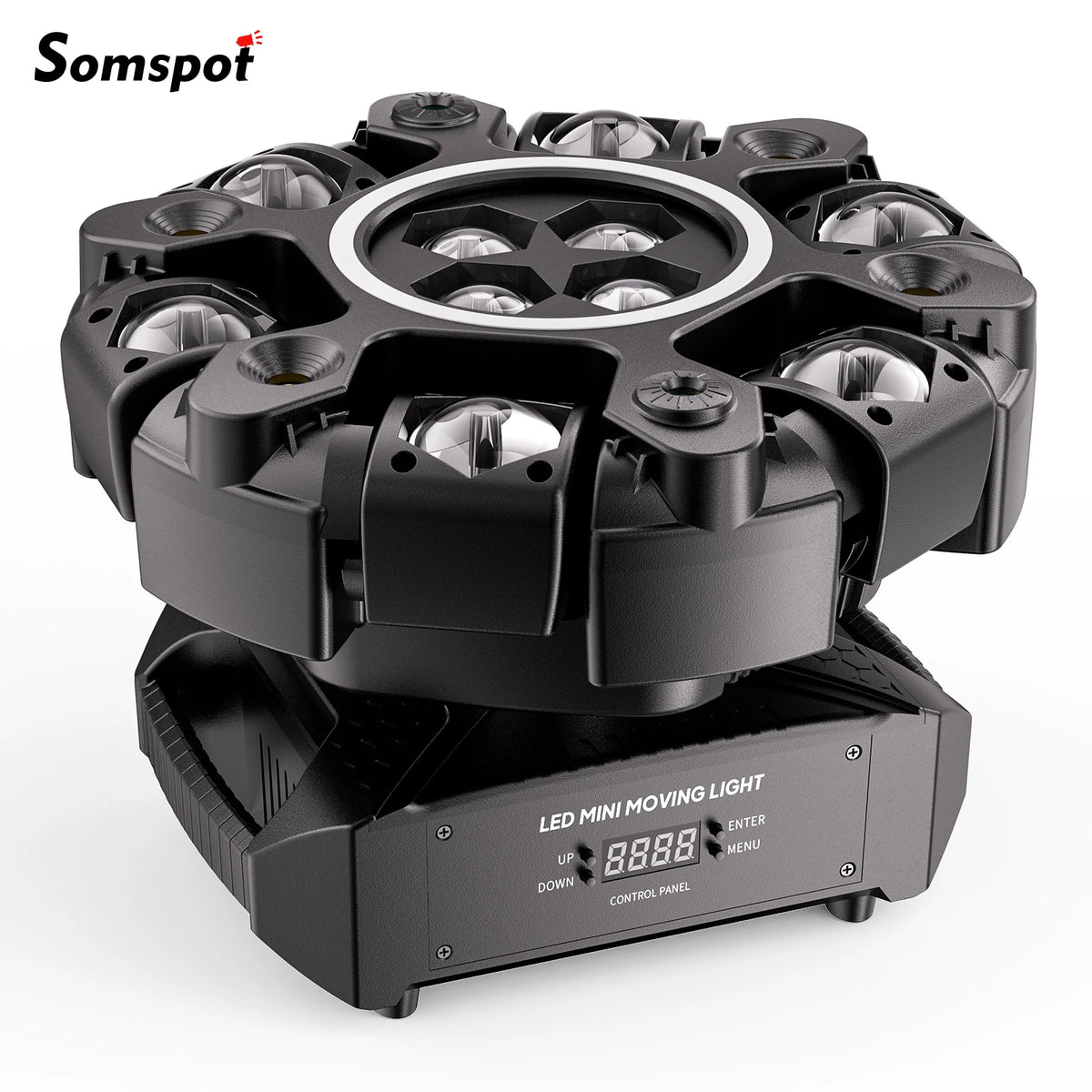 Somspot 150W Moving Head Light RGBW Proyector de Iluminación de Efectos para Escenario DMX Control por Voz para DJ Disco Fiesta Concierto Boda Teatro