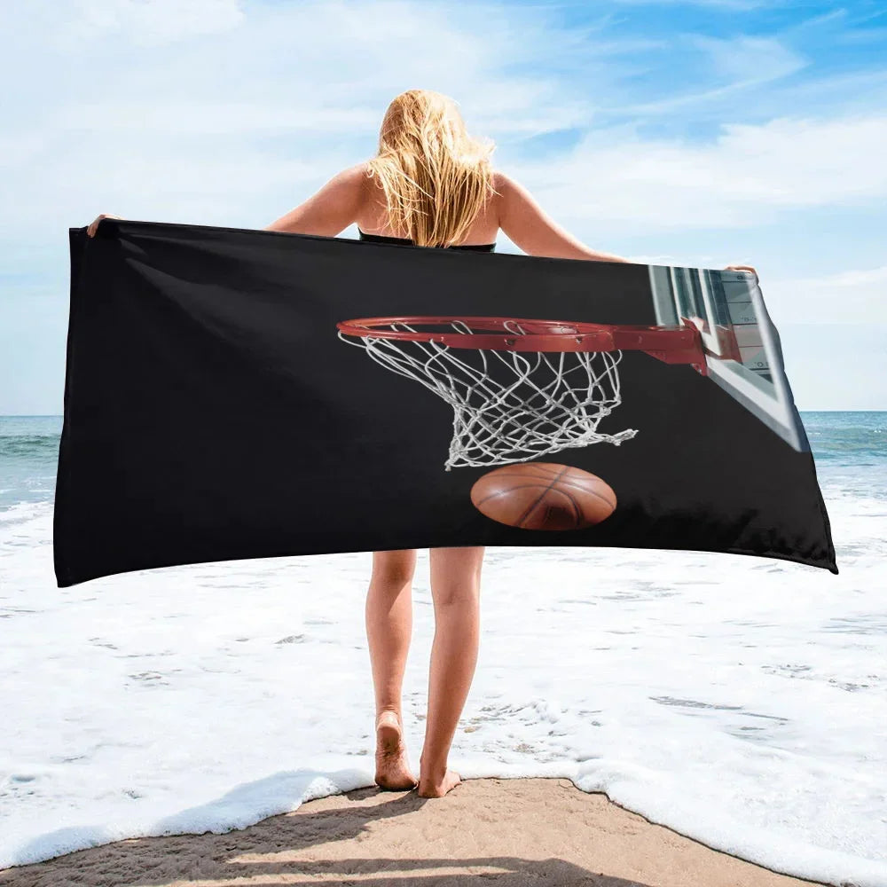 Toalla de playa deportiva para baloncesto, microfibra, suministros de baño de secado rápido, natación, gimnasio, Camping, decoración del hogar, toallas para regalos de novio