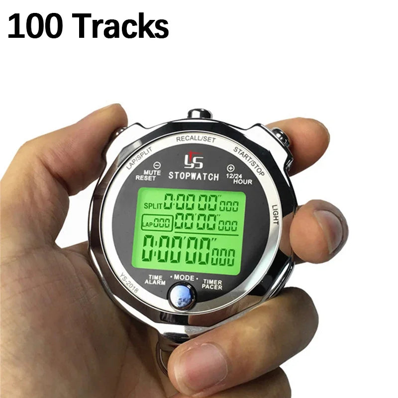 Cronómetro Digital profesional, precisión de 0.001s, memoria de 100/200 canales, temporizador de entrenamiento deportivo portátil, temporizador de cuenta atrás luminoso