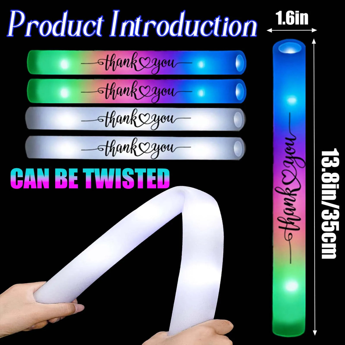 30-100 Barras Luminosas LED RGB de Colores, Varitas de Espuma Luminosas para Bodas, Festivales de Música y Carnavales