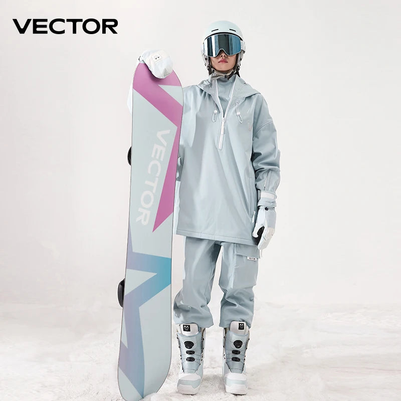 Conjunto de chaqueta y pantalones de esquí VECTOR para invierno, para mujer y hombre, de color liso, térmico, para practicar deportes de nieve, chaqueta de snowboard, resistente al viento, ropa de montaña, ropa de esquí.