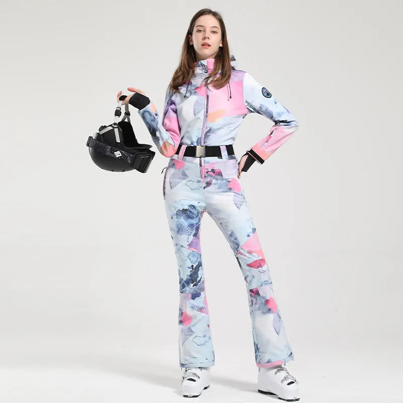 Mono de Esquí para Mujer Gsou Snow 2026, Ajustado, Cortavientos, Impermeable, Térmico, Profesional, para Esquí Alpino, de una Pieza