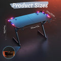 Escritorio gamer en Y de 120 cm con luces RGB en el borde y base triangular
