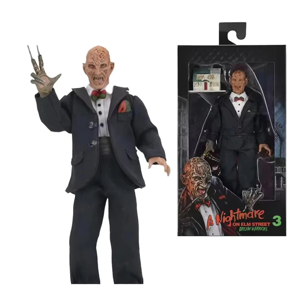 Figura de acción NECA Tuxedo Freddy de 8 pulgadas, modelo de la película A Nightmare on Elm Street 3, muñeco de Freddy, juguetes de terror, kit de garaje.