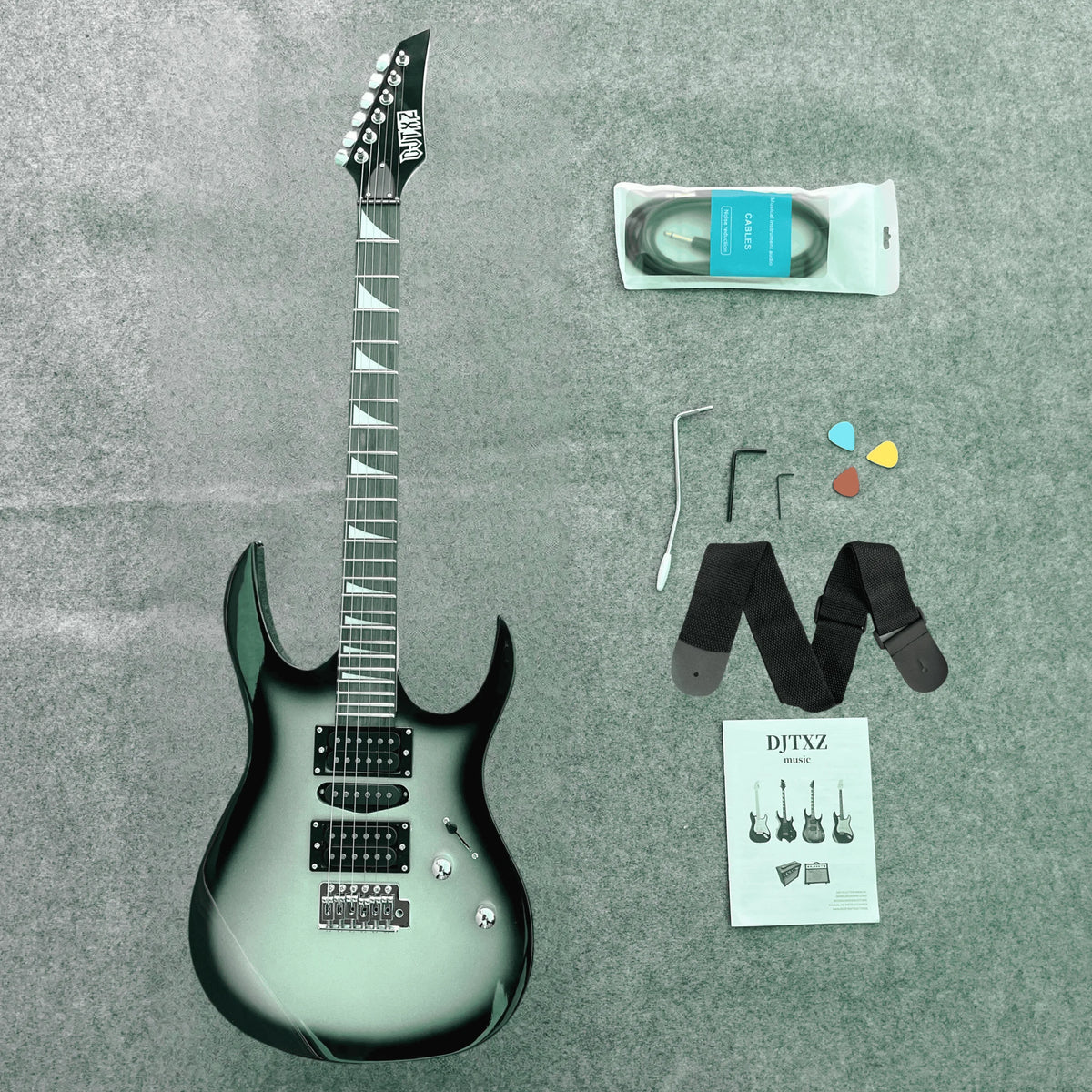 Estilo clásico 170 Guitarra eléctrica Círculo negro Guitarra plateada Práctica de rendimiento profesional