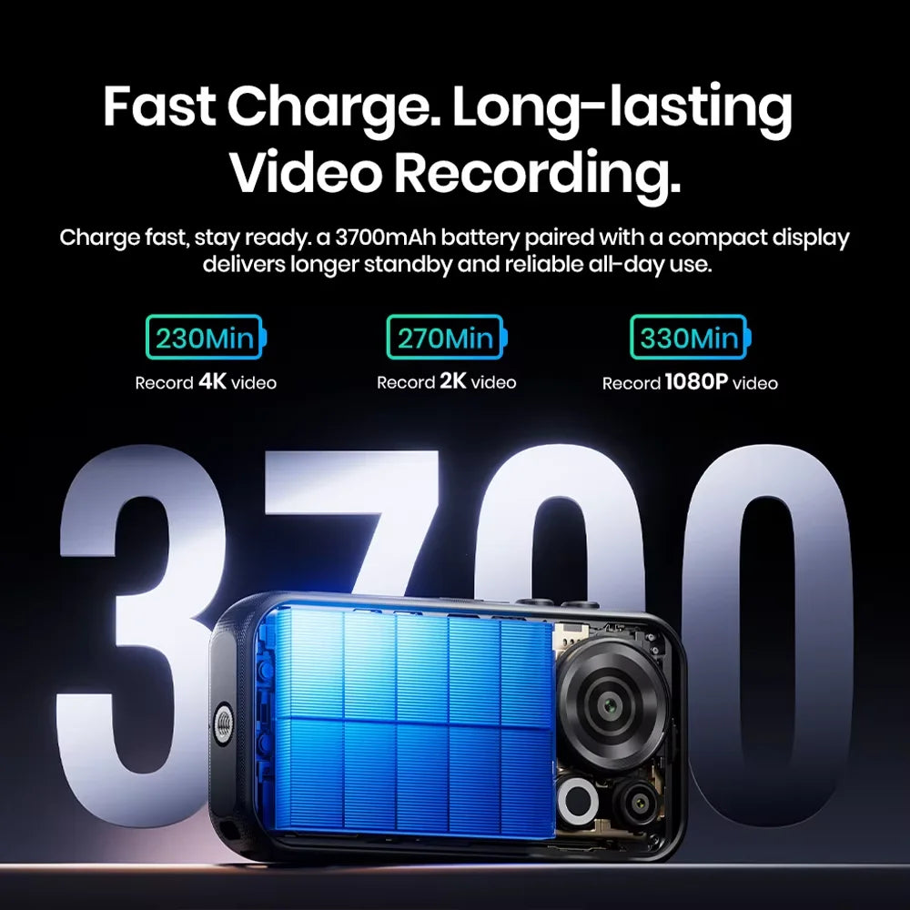 FOSSiBOT F116 Pro 5G Mini Rugged Phone Dimensity 7300, 36GB(12+24)+256GB, 4" HD Screen, 3700mAh 33W Charge, Android 16, 152.6° Wide Angle 50MP+48MP OIS+32MP, IP68, LED Light, One-Click Video, Fashion Business Outdoor Cell Ph