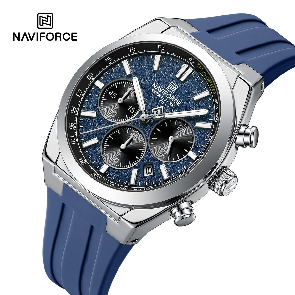 NAVIFORCE Men's Sport Watch Waterproof Silicone Strap Chronograph Watch Luxury Brand Man Waterproof Luminous Quartz Wristwatch