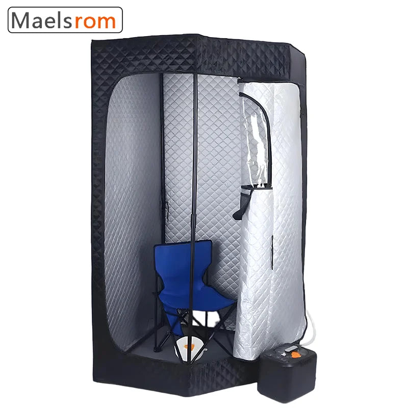 Tienda de campaña portátil para sauna a vapor de 3L, spa doméstico personal de 1000W con control remoto, silla y alfombrilla desintoxicante para pies, sauna plegable de calentamiento rápido