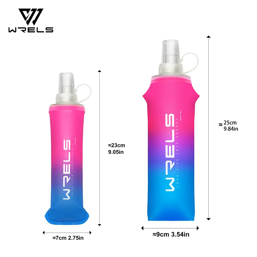 Botella de agua deportiva de TPU, matraz blando plegable, botella de agua portátil de alto flujo para correr, senderismo, bicicleta, bolsa de agua para Fitness