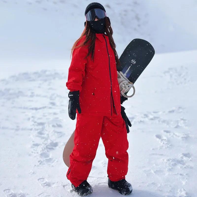 Nuevo Conjunto de Traje de Esquí Holgado para Hombre y Mujer, Chaqueta y Pantalones Impermeables y Resistentes al Viento, Disponible en Color Sólido, para Snowboard, Ropa de Invierno para la Nieve