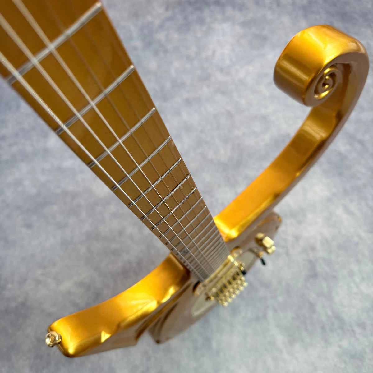 Guitarra eléctrica Gold Prince, cuerpo macizo, sin trastes en el diapasón, herrajes dorados, sistema de trémolo con una sola pastilla y una pastilla doble, guitarra de rock.