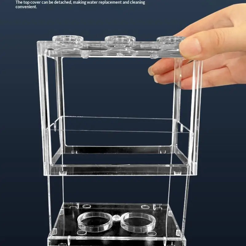 Mini acuario de acrílico caliente, pecera, caja para mascotas reptiles, acuario apilable, cilindro, paisaje, algas marinas para decoración de hogar y oficina