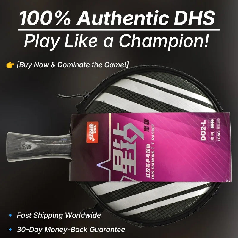 DHS DIAMOND Raqueta de tenis de mesa negra de 7 capas con gomas Hurricane 3 - Bata de paleta de Ping Pong profesional para girar y velocidad