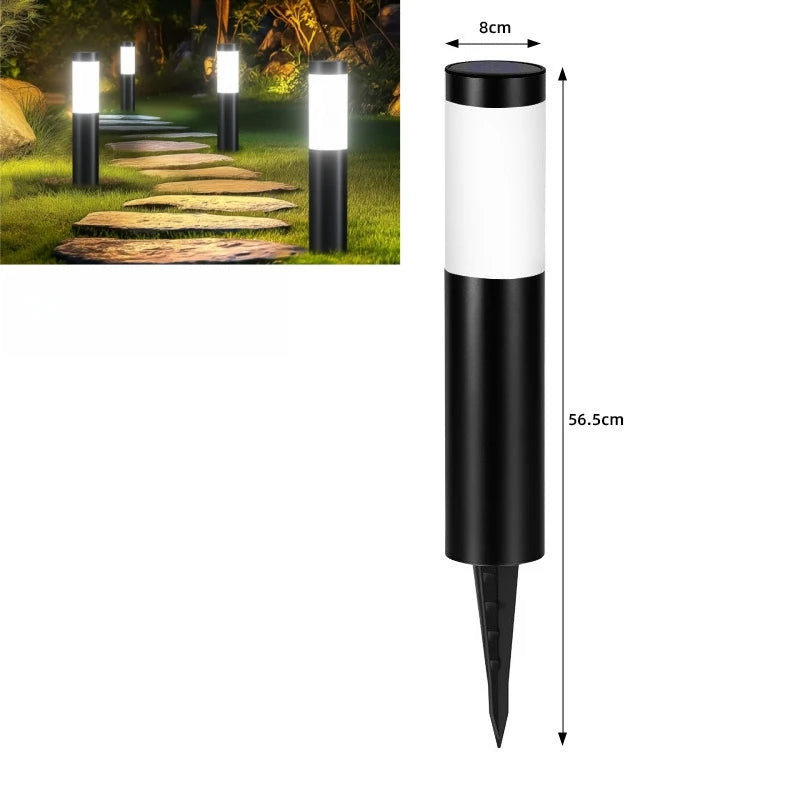 Luces LED solares modernas de acero inoxidable para senderos, lámparas cilíndricas mejoradas para patio, jardín, exteriores y decoración de pasillos
