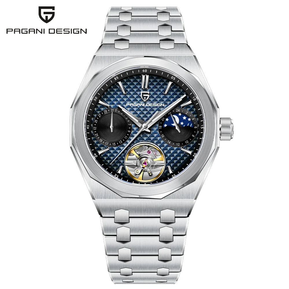 New PAGANI DESIGN Luxury Men's Automatic Watch Sapphire Glass Stainless Steel 100m Moonphase Business Leisure Mechanical Watch