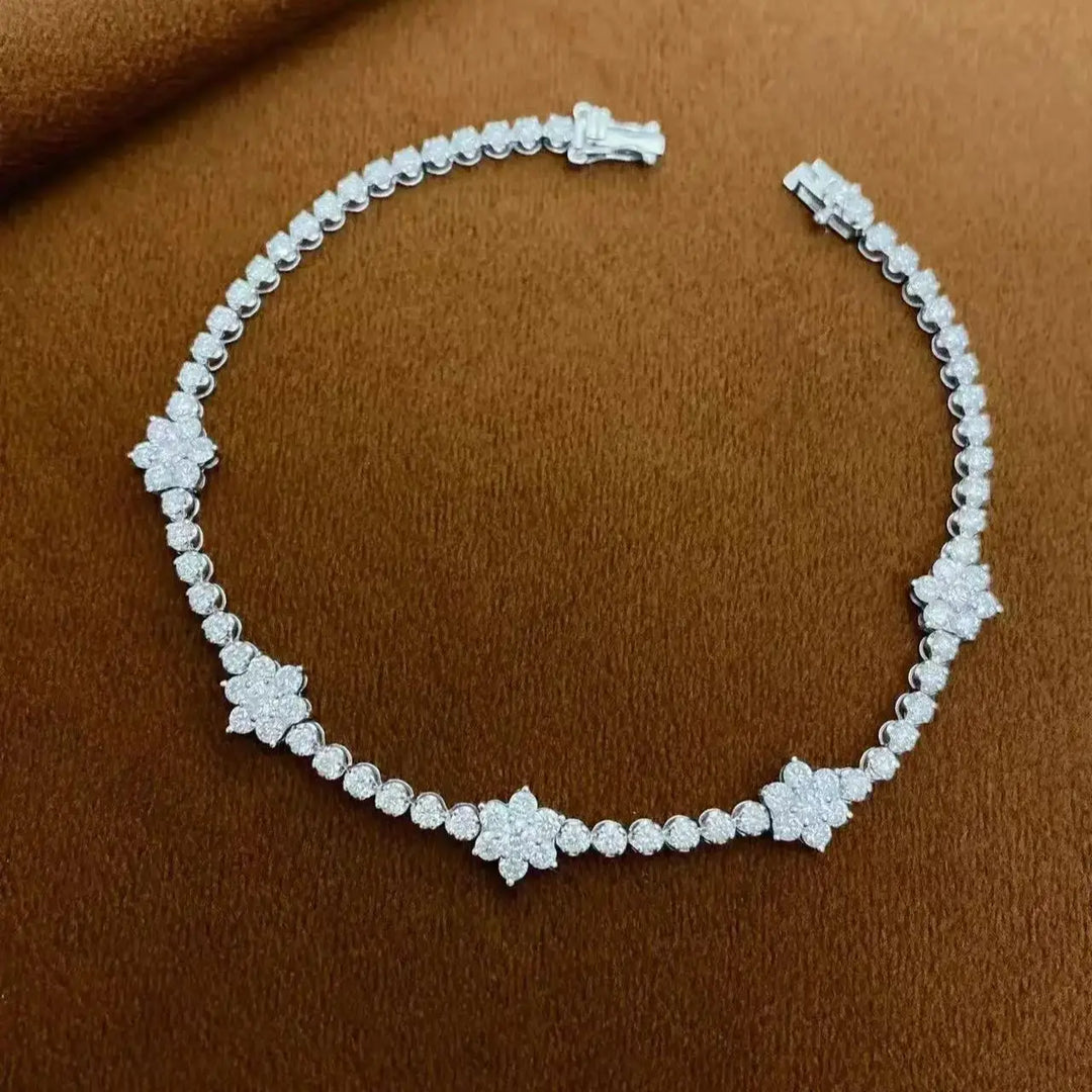 Pulsera de tenis con diamantes cultivados en laboratorio de corte redondo DEF / VS VVS de 2.7 ct en total, 17cm-18cm, oro blanco de 10K, 14K, 18K, para ella, regalo de aniversario.