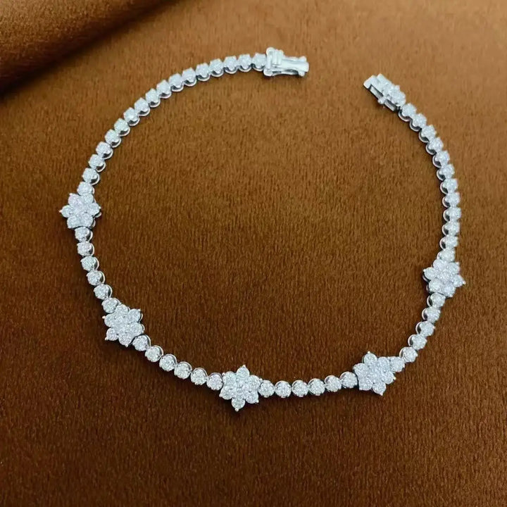 Pulsera de tenis con diamantes cultivados en laboratorio de corte redondo DEF / VS VVS de 2.7 ct en total, 17cm-18cm, oro blanco de 10K, 14K, 18K, para ella, regalo de aniversario.