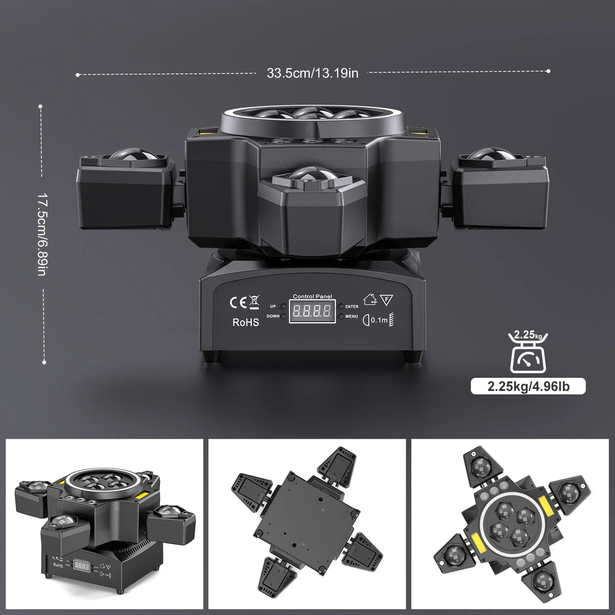 Luz de cabeza móvil Somspot 120W 4 en 1, luz de lavado RGBW, efecto de haz Bee Eye, luz láser con control remoto, luces de DJ para discoteca, fiesta, escenario, proyector de iluminación para conciertos, bodas, teatros, espectáculos en vivo, bares y clubes