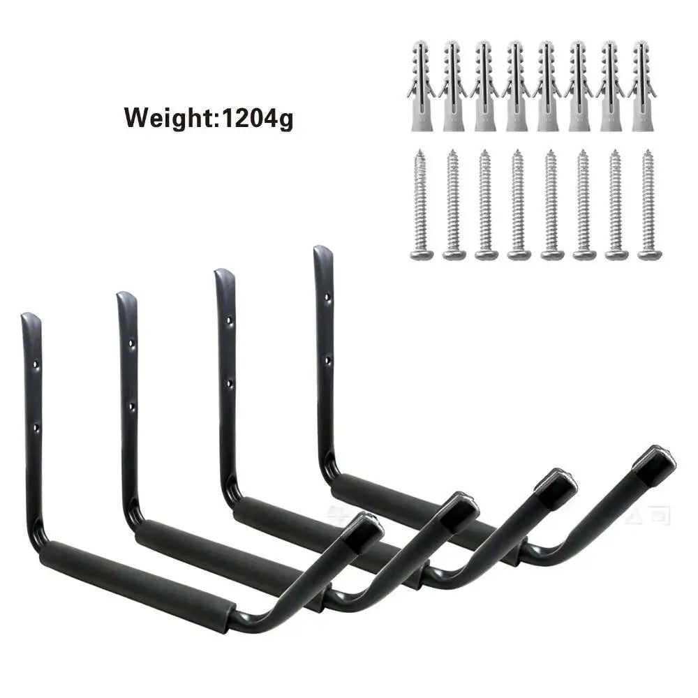Juego de 4 ganchos de pared resistentes para almacenamiento de kayak, soportes de garaje tipo jumbo para canoa y kayak
