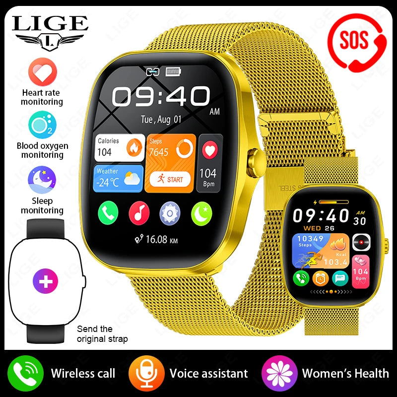 Nuevo reloj inteligente para mujer de 1.53" HD, smartwatch para Android e iOS con llamadas BT, monitor de frecuencia cardíaca, sueño y SpO2, resistente al agua IP68, relojes inteligentes para hombre