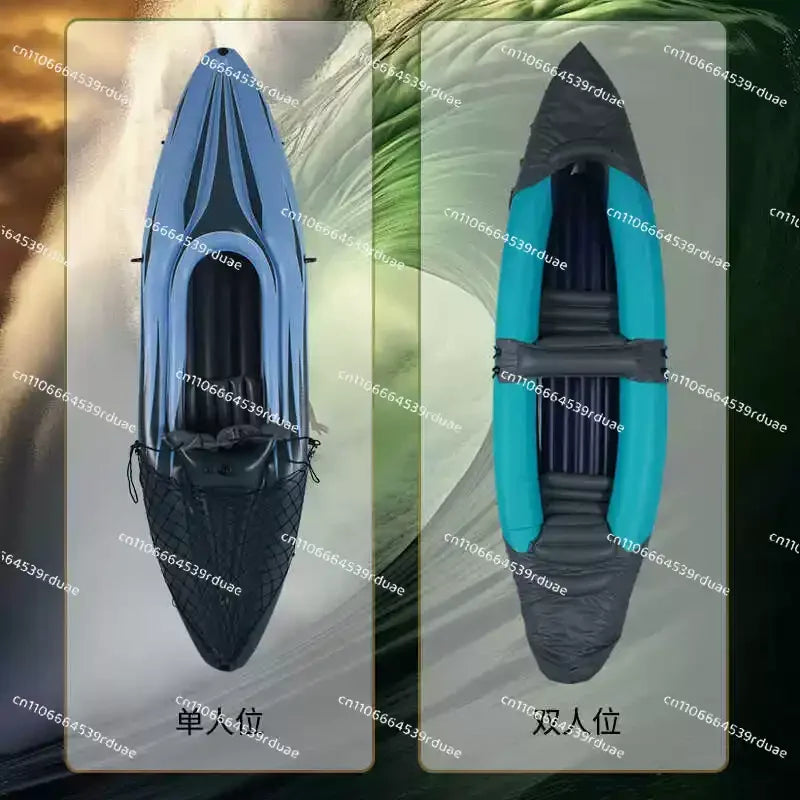 Kayak Inflable Plegable para Exteriores, Bote de Goma, Bote de Asalto, Aventura, Canoa Individual o Doble, Bote de Pesca