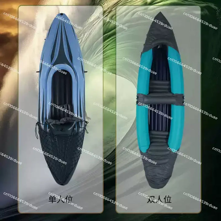Kayak Inflable Plegable para Exteriores, Bote de Goma, Bote de Asalto, Aventura, Canoa Individual o Doble, Bote de Pesca