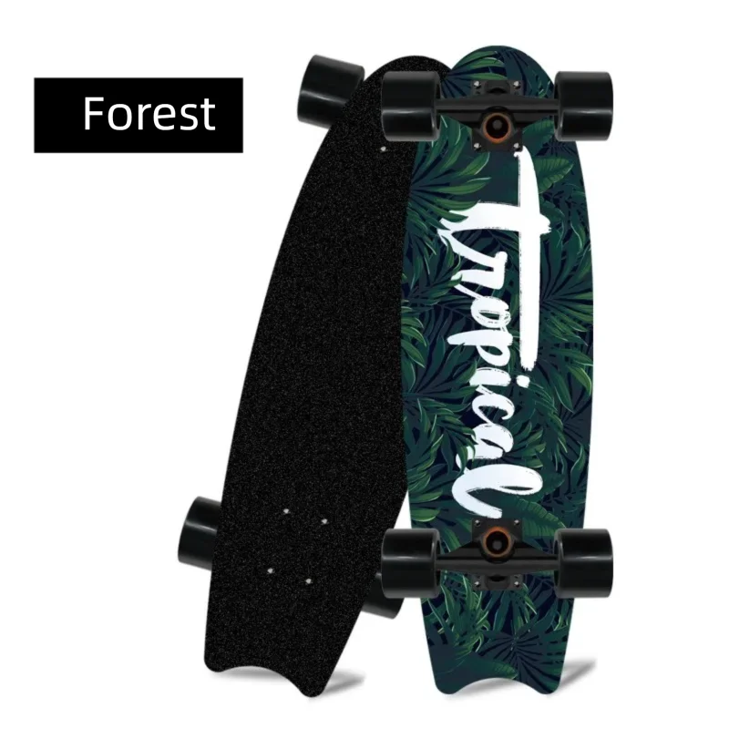 Patineta de madera de arce con cuatro ruedas y diseño de cola de pez, ideal para principiantes, para desplazarse y practicar patinaje urbano.