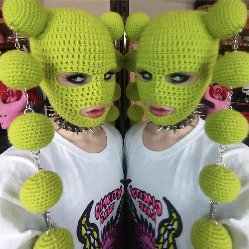 Pasamontañas de invierno Unisex, máscara de esquí, cubierta de cara completa, gorro de punto sólido cálido, gorra de Hip Hop al aire libre, gorro de fiesta divertido, gorros de equitación, nuevo