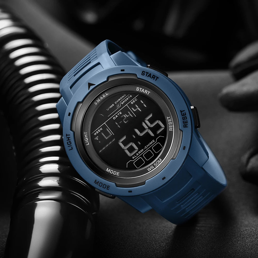 Reloj digital SMAEL 8105, reloj deportivo LED para hombre, resistente al agua 50m, cronómetro con luz para hombre