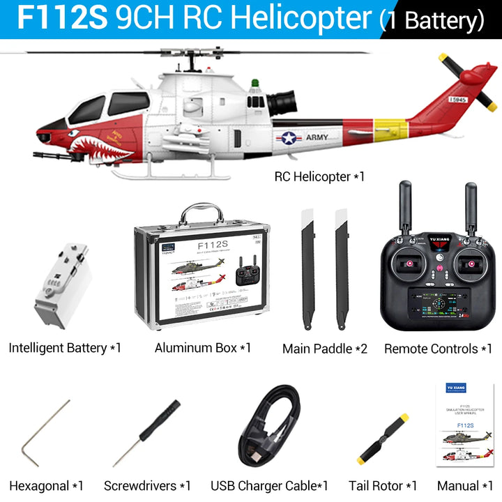 Helicóptero RC YUXIANG F112S 9CH, Avión 1/32 sin Escobillas con GPS, Radar Láser y Flujo Óptico