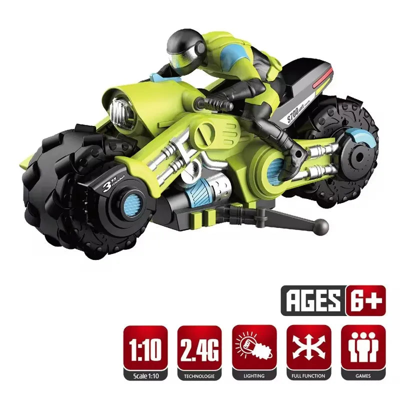 1: 10 Remote-controlled 3D Stunts Rc Motorcycle Remote-controlled Car Rotation Drift Racing Children's Electric Motorcycle Toys