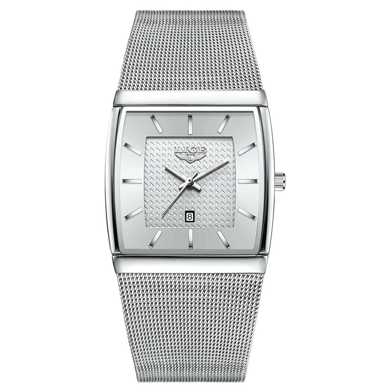 Relojes de lujo LIGE 2026 para hombre, moda, negocios, oro rosa, negro, ultrafinos, malla, resistentes al agua, luminosos, relojes de cuarzo para hombre