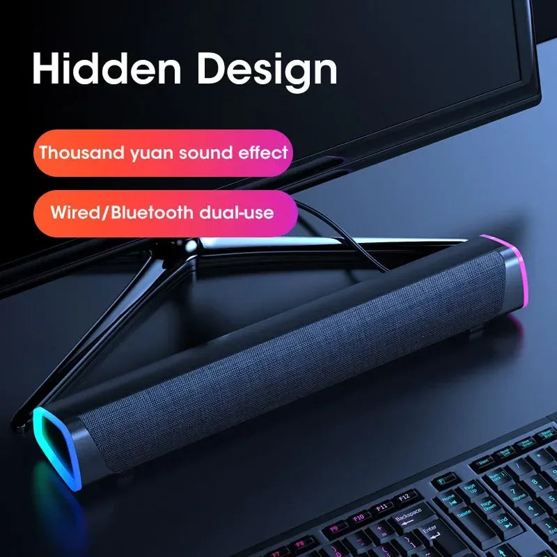 Barra de sonido de 2,1 canales con subwoofer, sistema de altavoces Bluetooth 5.0 para TV/PC, audio HD de graves estéreo alimentado por USB para computadora portátil/Macbook