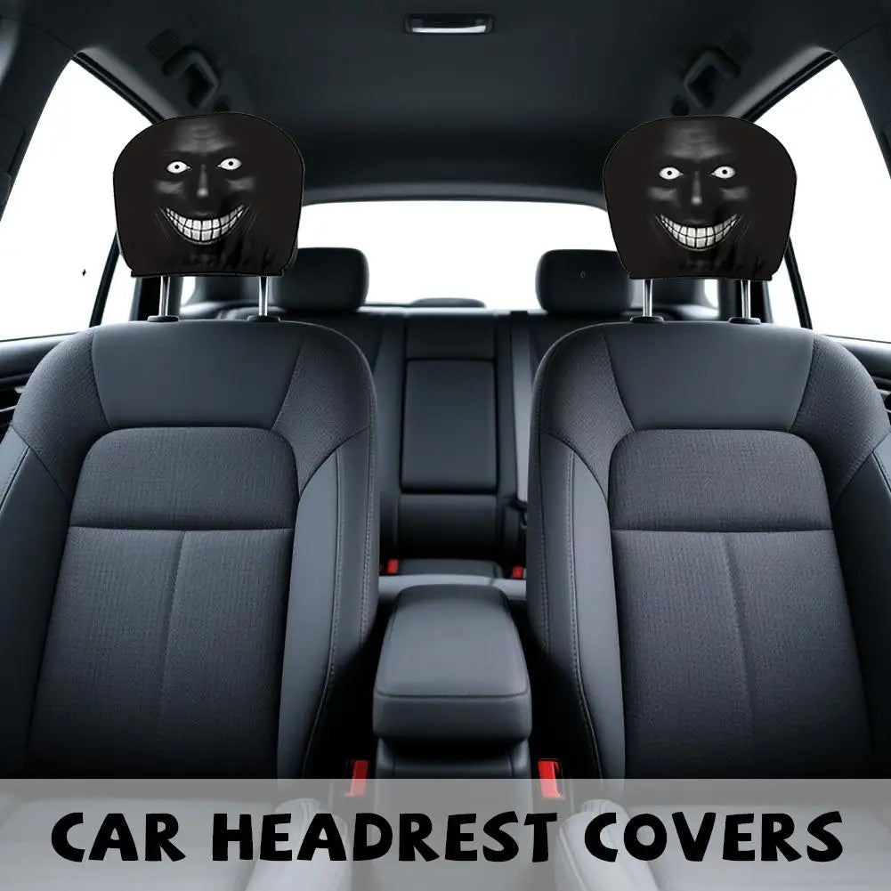 Fundas Elásticas Universales para Reposacabezas con Estampado de Retratos Misteriosos, 2/4 Piezas, Fundas para Reposacabezas de Coche con Caras Espeluznantes, Accesorios para Coche Estilo Halloween