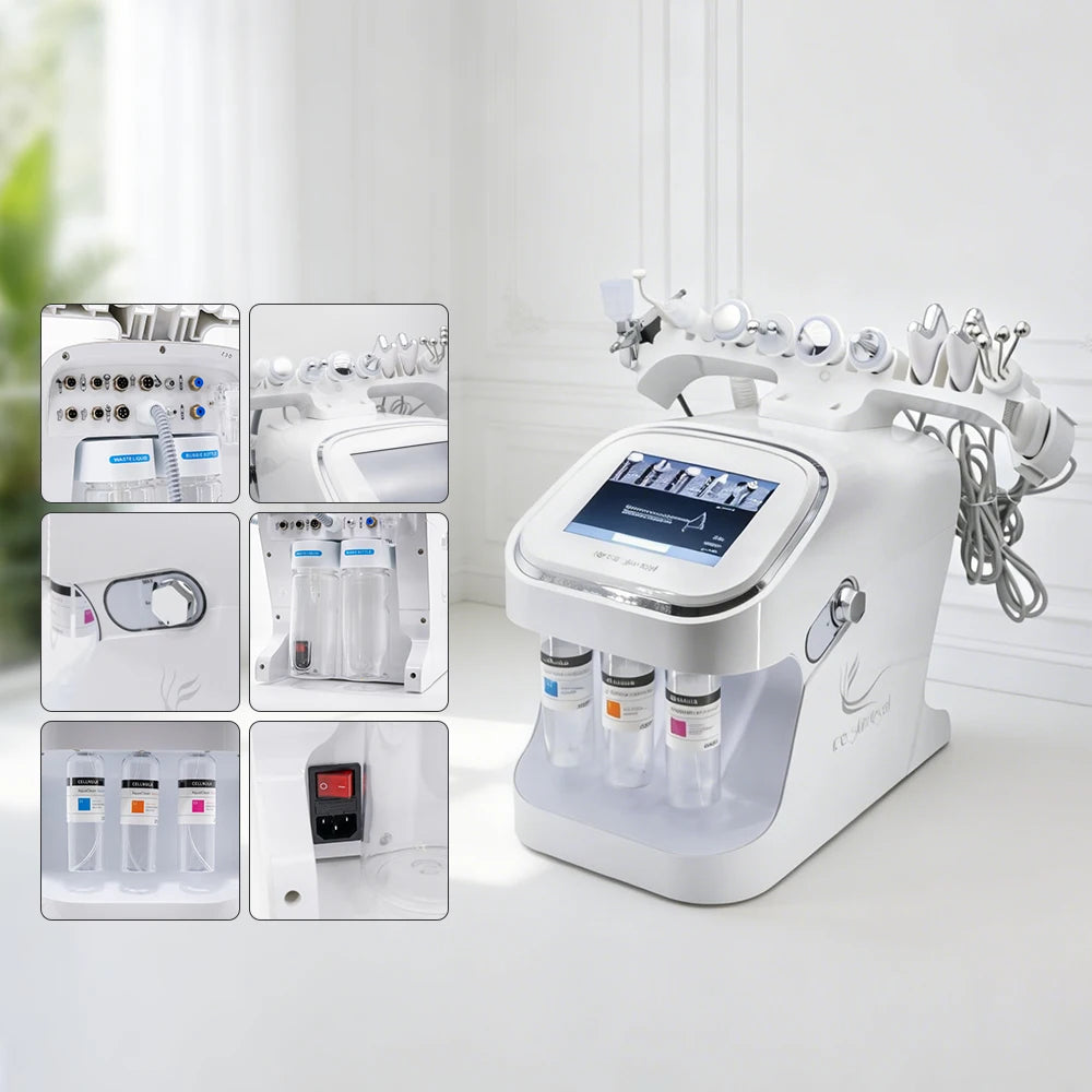 Novlora 10 en 1 Máquina Facial de Hidro-Oxígeno Ice Skin, Limpieza Profunda, Eliminador de Puntos Negros, Microdermoabrasión, Peeling Acuático, Exfoliante para la Piel, Cuidado de la Piel, SPA