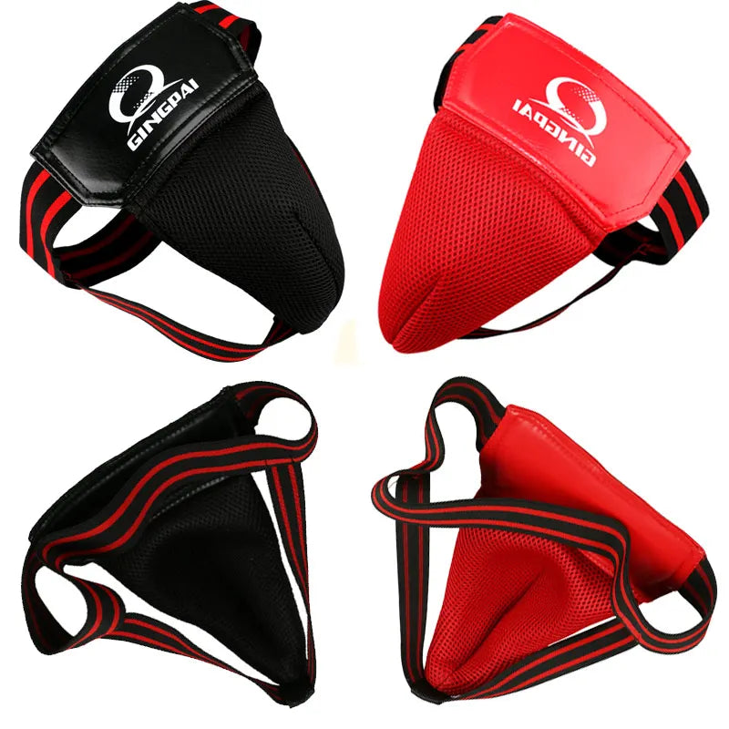 Rojo Negro adulto hombre MMA suspensorio boxeo Sanda protectores de ingle Taekwondo entrenamiento Protector de entrepierna Kick Boxing Protector de protección