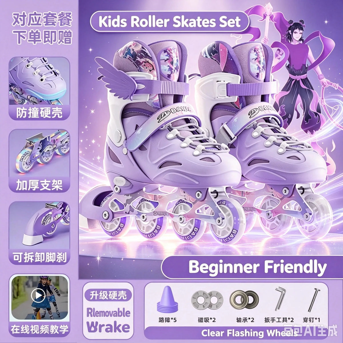 Patines de velocidad casuales para niñas jóvenes, patines de competición con ruedas LED intermitentes para principiantes adultos
