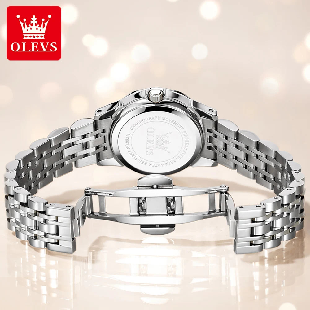Reloj OLEVS 9931 para mujer, moda elegante, marca de lujo, reloj de cuarzo original para dama, resistente al agua, acero inoxidable, luminoso con fecha