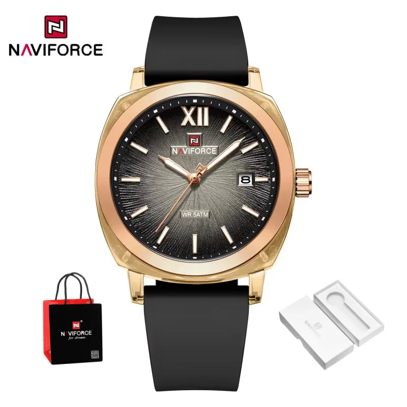 Reloj de cuarzo para mujer NAVIFORCE de moda y sencillo, con correa de silicona, manecillas luminosas, a prueba de golpes y resistente al agua, ideal para regalo.