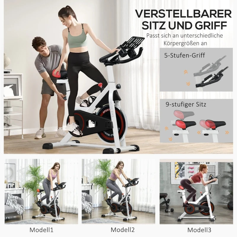 Bicicleta de ejercicio para interiores, entrenador doméstico con resistencia magnética, pantalla LCD, volante de inercia de 8 kg, asiento y manillares ajustables, ruedas de transporte, equipo de fitness cardiovascular en bl