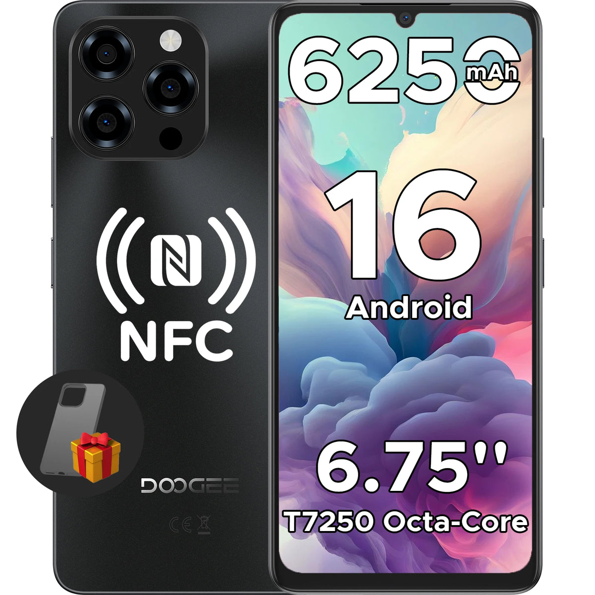 Versión Global DOOGEE Note58 Pro Smartphone Pantalla 6.75" HD+ 32GB(8+24) 256GB Batería 6250mAh NFC Teléfono Móvil Android 15
