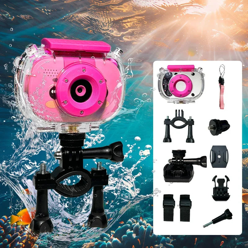 Cámara Impermeable para Niños, Cámara Digital Subacuática de 20MP, 1080P, Zoom Digital 10X, Pantallas, Cámara Digital Impermeable