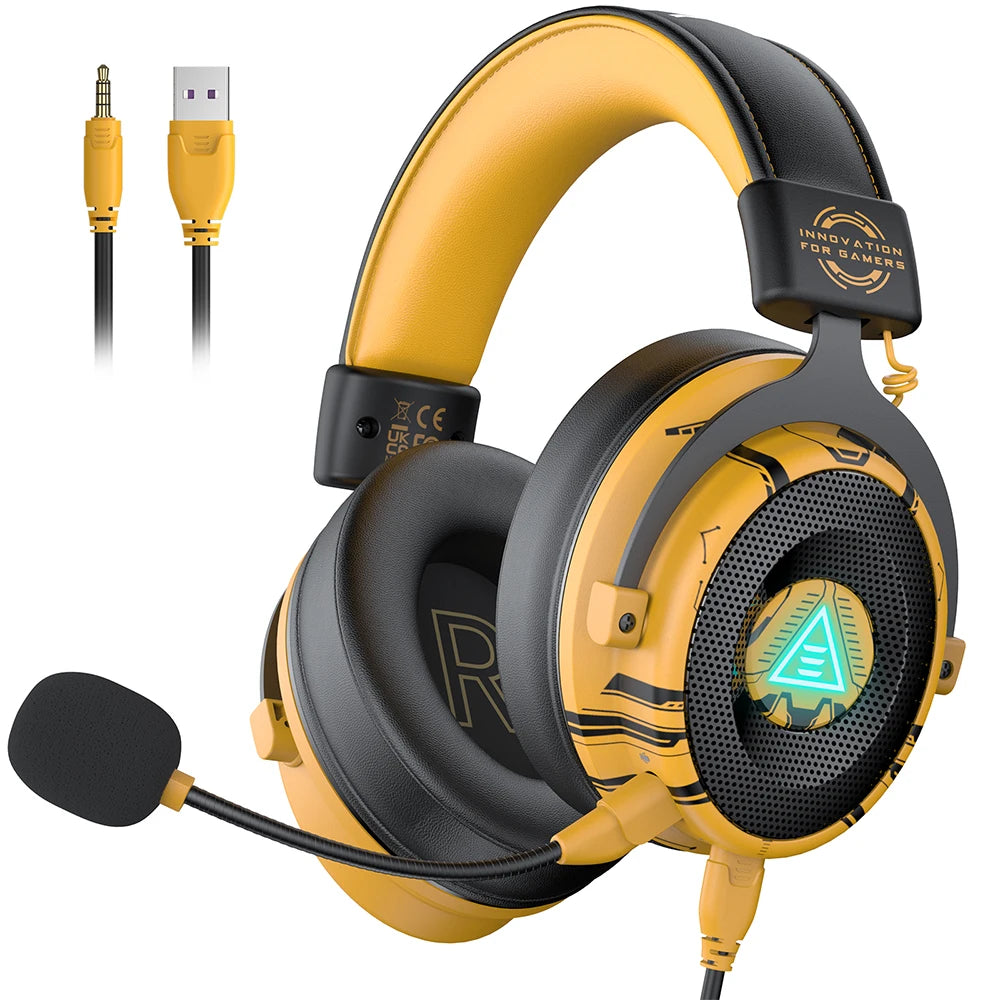 EKSA E900 Pro Gaming Headphones 7.1 Surround Wired Headset 50mm Drivers Detachable Mic USB 3.5mm LED Lighting PC PS4 PS5 Xbox