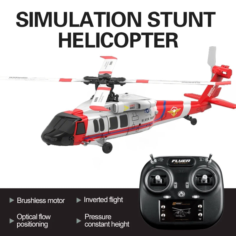 Helicóptero RC K200 UH-60 Simulación Black-Hawk de 6 Canales, 2.4G, Control Remoto Acrobático, Retención de Altitud y Posicionamiento de Flujo Óptico, RTF