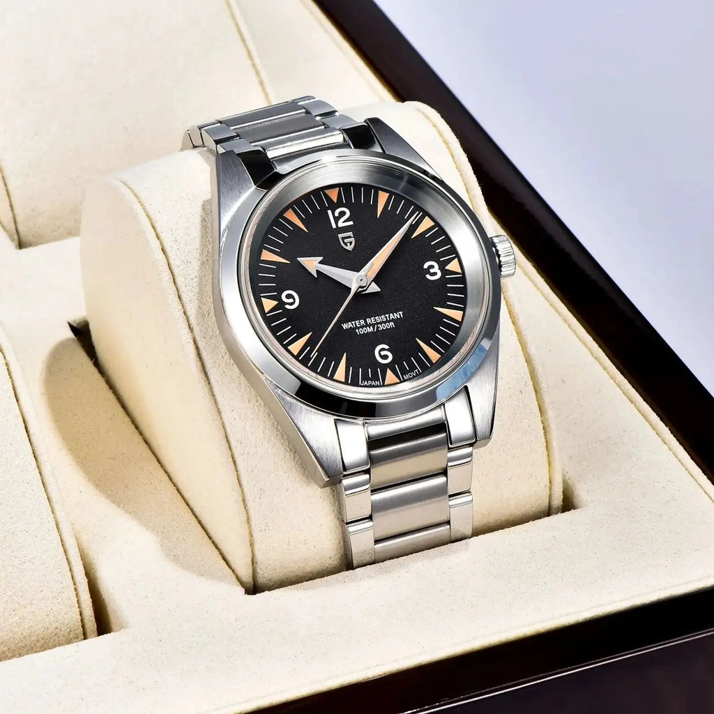 Reloj PAGANI DESIGN PD1793 2025, 38 mm, movimiento de cuarzo VH31, cristal de zafiro, acero inoxidable, resistente al agua 100 m, reloj casual